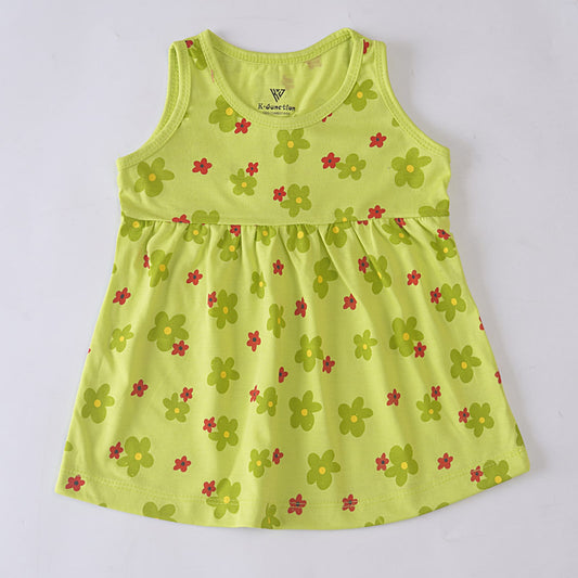 Girl Frock Green Flower