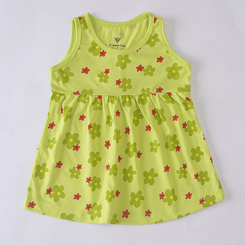 Girl Frock Green Flower