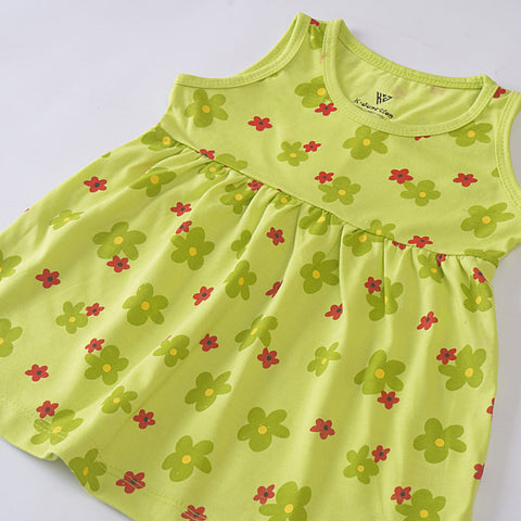 Girl Frock Green Flower