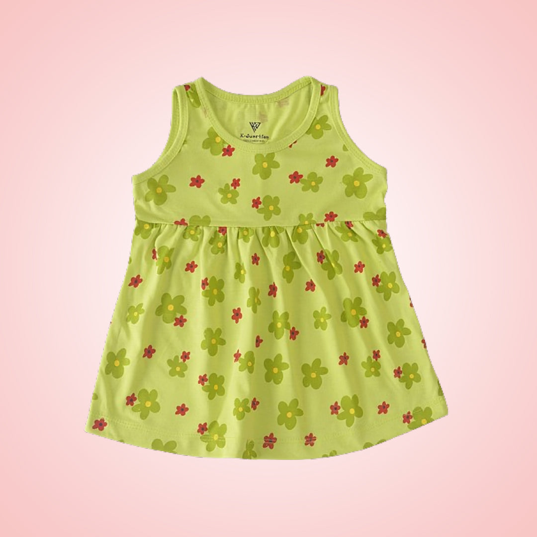 Girl Frock Green Flower