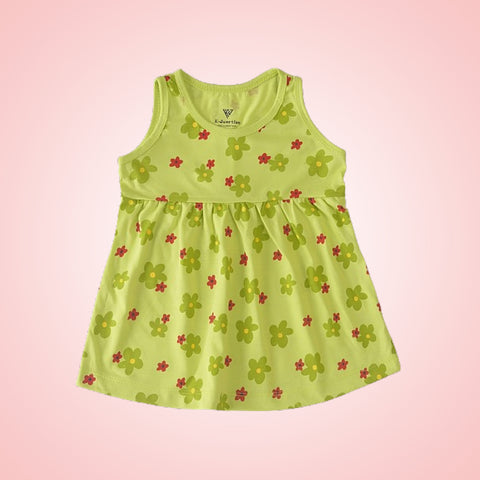 Girl Frock Green Flower